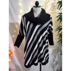 White House Black Market Striped Wool Blend Cowl Neck Sweater Womens Size XS